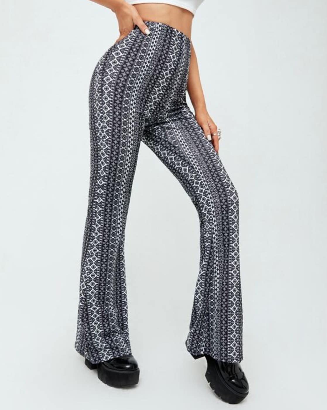 Forever 21 Mixed Print Flared Pants, $22 | Forever 21 | Lookastic