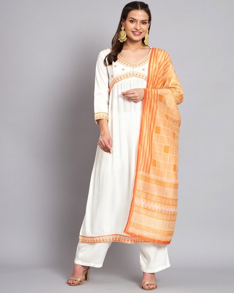 White solid straight clearance kurta