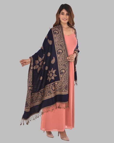 Shawl with Paisley Woven Motifs Price in India