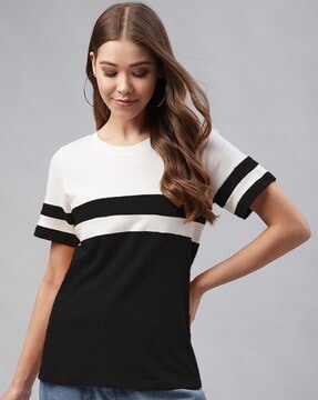 black and white striped t shirt flipkart