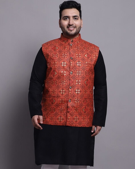 Black Festive Wear Kurta Pajama With Jacket Mens Collection 1461 - The  Ethnic World