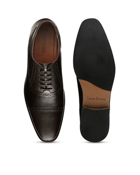 Buy LOUIS STITCH Men's Brunette Brown Shoes Captoe Style