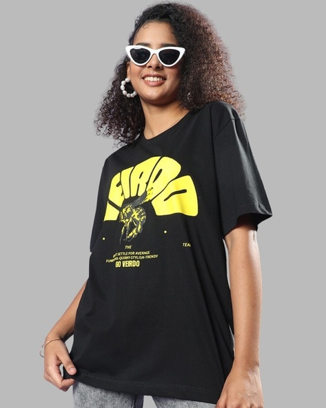 Buy Black Tshirts for Women by VEIRDO Online