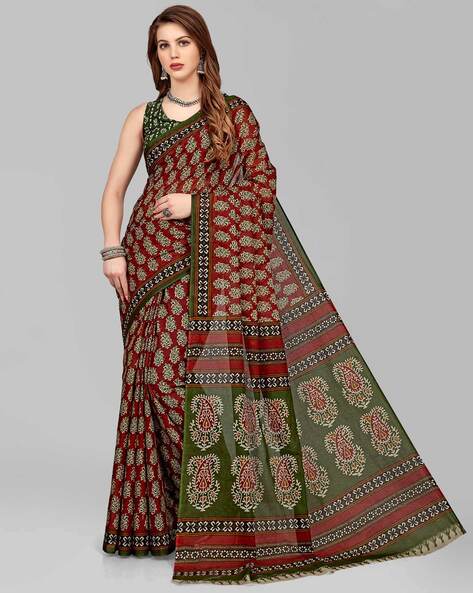 Buy MOOLDHANI Women Rust Solid Cotton Single Saree Shapewear Online at Best  Prices in India - JioMart.
