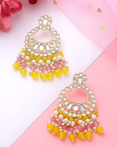 Buy Yellow Chimes Alloy Chandbali Earrings For Women(Black) Online at Best  Prices in India - JioMart.