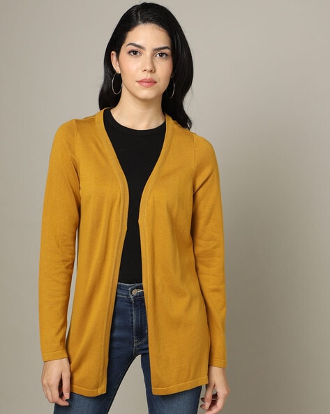 Mustard open 2025 front cardigan