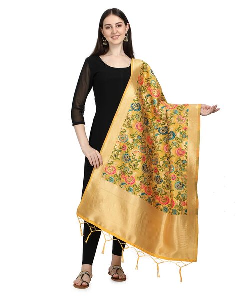 Floral Print Banarasi Silk Dupatta Price in India