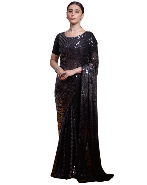 AMOHA SEQUIN EMBROIDERY BORDER READYMADE SAREE 263