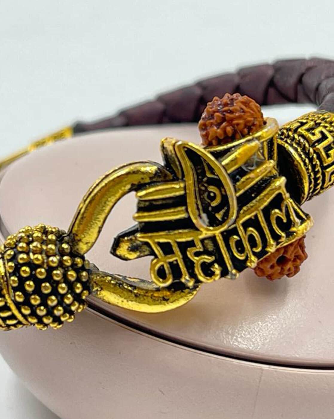 Lord Shiva Ethnic Brass Kada Bracelet (Silver) - Dr Vedant Sharmaa