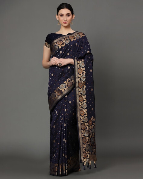 Ideal Royal Blue Soft Silk Saree With Bucolic Blouse Piece – LajreeDesigner