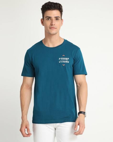 CAVALLA Regular Fit Typographic Print Crew-Neck T-Shirt