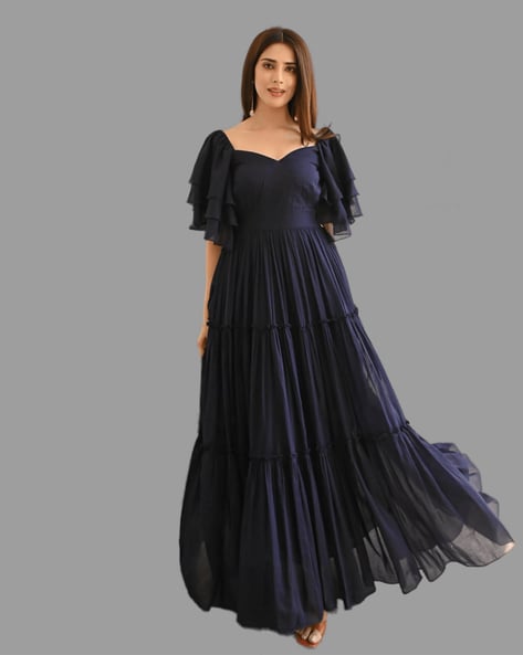 Buy online Black Solid Bell Sleeves A-line Dress from western wear for  Women by Sheetal Associates for ₹379 at 81% off | 2024 Limeroad.com