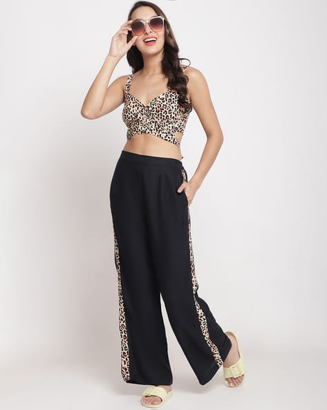 EROTISSCH Black & Green Printed Beachwear Set - Crop Top & Pants Cover-Up For Women & Teens - View #6