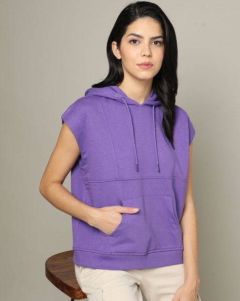 Purple on sale sleeveless hoodie