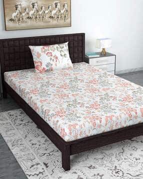 divine casa 144 TC Cotton Lilac Birch Single Bedsheet with 2 Pillow Covers-picture-11
