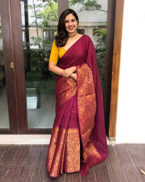 Buy Maroon Sarees for Women by Avantika Fashion Online Ajio