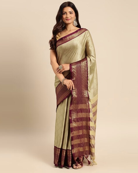 Buy Beige Sarees for Women by Vastukala Online | Ajio.com