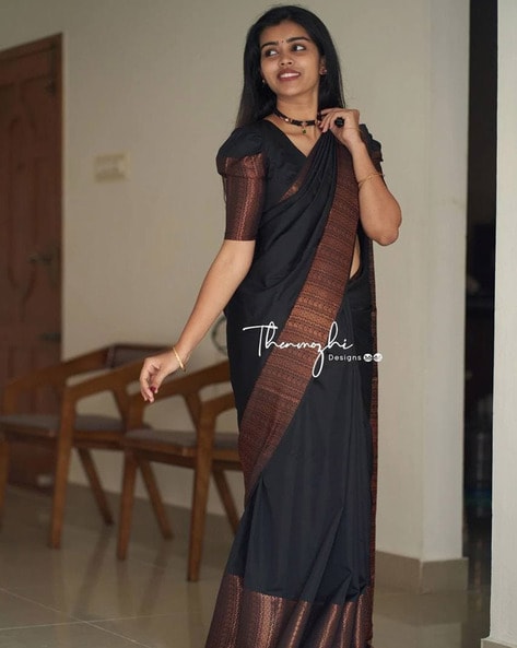 Designer Sari Blouse,Boat Neck Padded Black Saree Blouse with Long  Sleeves.Top | eBay