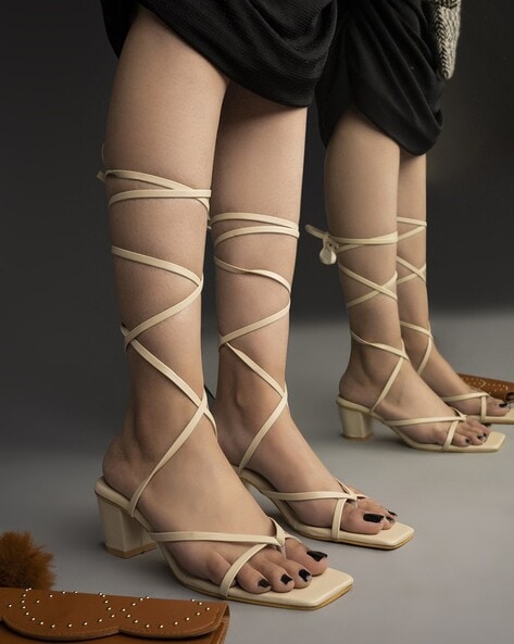 Stylish Velvet Black Solid Lace-Up Heel Sandal For Women at Rs 948 | High  Heel Sandal | ID: 24557615312