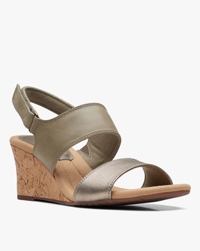 Clarks grey wedge sale sandals