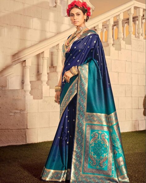 Buy Bieth Women Peacock Colour Woven, Self Design Kanjivaram Soft Silk,  Jacquard Saree With Unstitched Blouse Online at Best Prices in India -  JioMart.