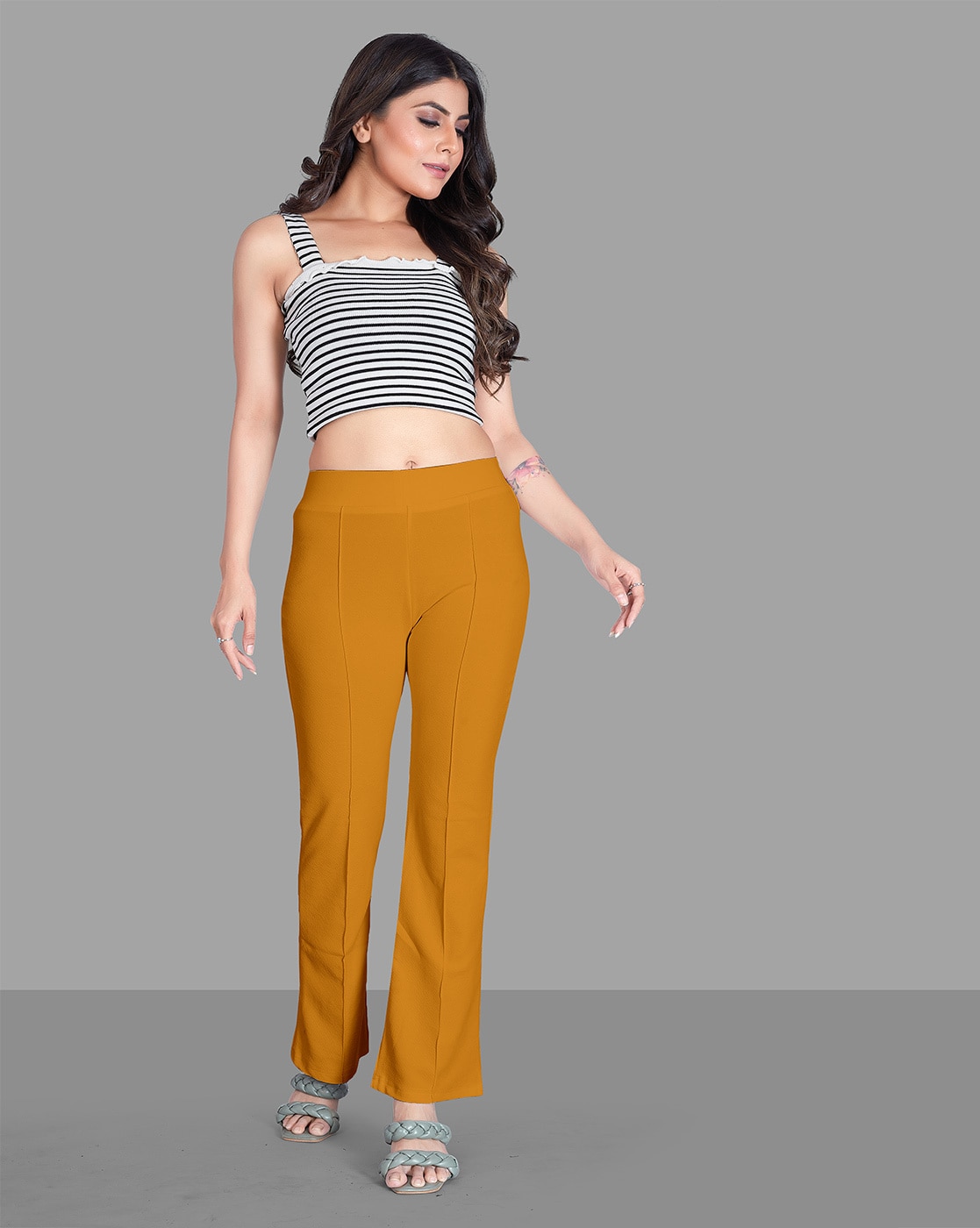 Yellow crop clearance trousers