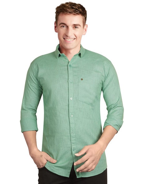 sea green linen shirt