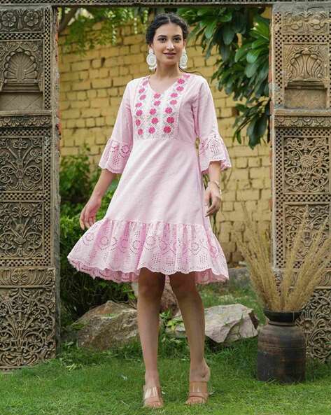 Buy Women Indo Western White Chicken Dress at Amazon.in