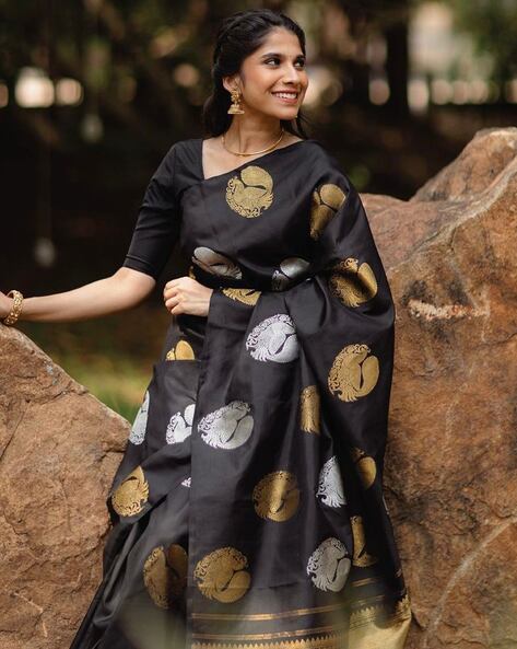 Black Sarees | Black Saree Online | Black Silk | Black Cotton – BharatSthali