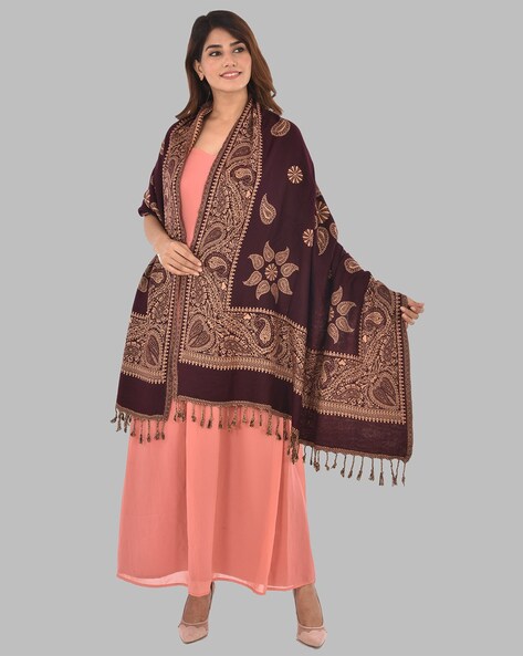 Shawl with Paisley Woven Motifs Price in India