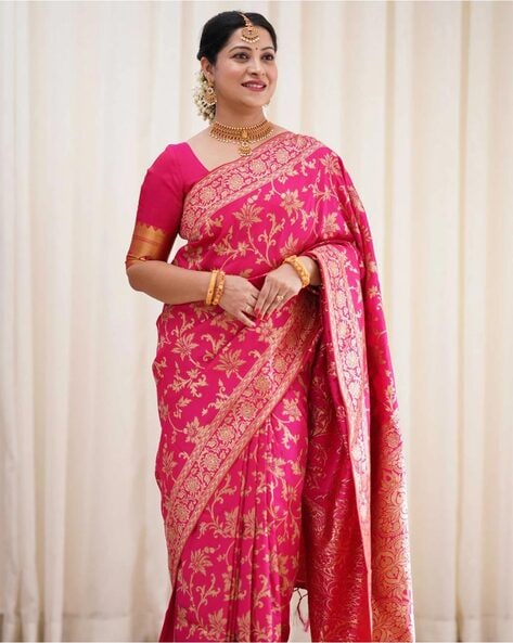 Off White Pink Soft Kanjivaram Silk Saree Contrast Border Kanjivaram| TST |  The Silk Trend