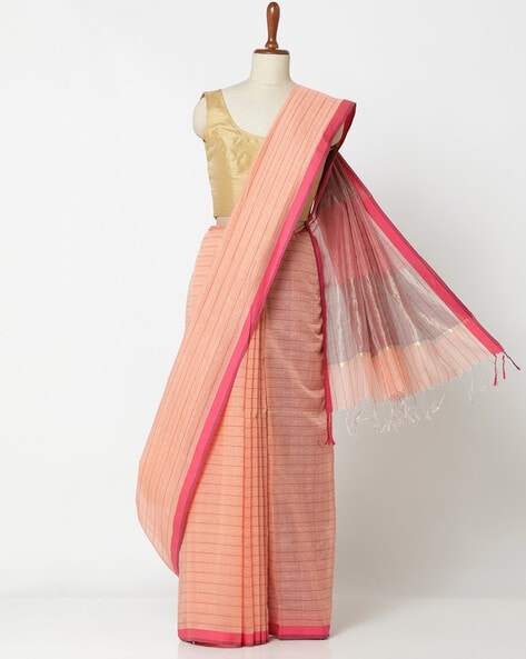 Peach Saree In Cotton Rose Gold at Rs 1499, Handloom Cotton Silk Saree