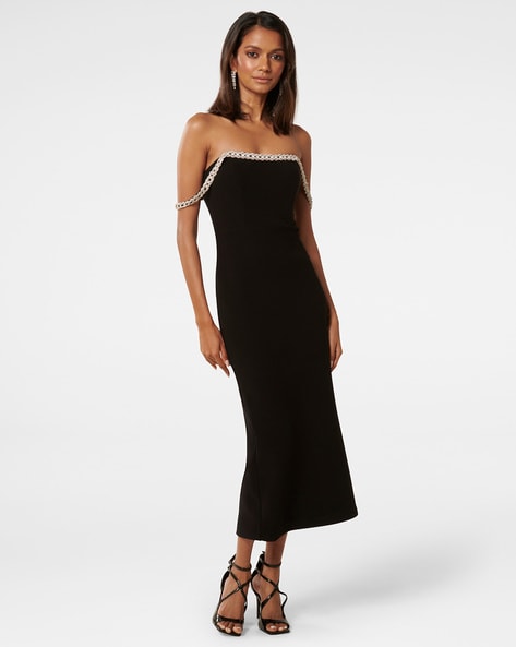 Buy Forever New Black Hannah Diamante Strap Satin Dress online