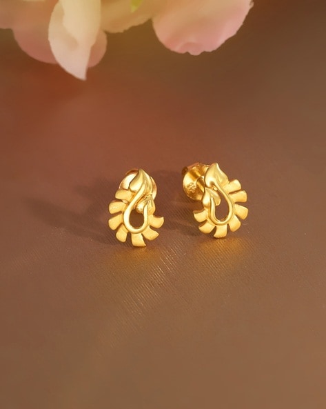 Buy Latest Gold Earrings Design Light Weight Daily Use Simple Stud Earrings