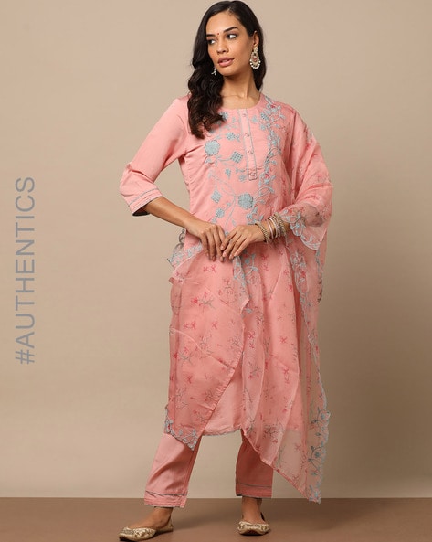 Buy Turquoise Blue Kurta Suit Sets for Women by Jaipur Kurti Online | Ajio .com-saigonsouth.com.vn