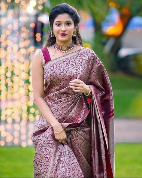 Buy Look Lytics Woven Kanjivaram Pure Silk Maroon Sarees Online @ Best  Price In India | Flipkart.com