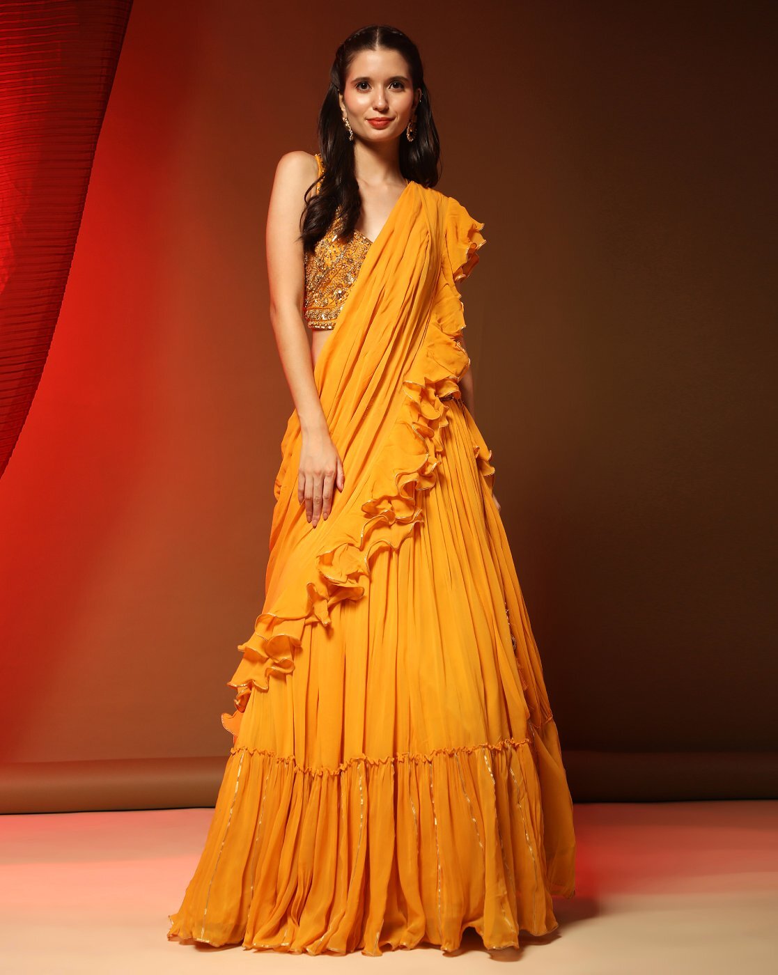 Yellow Colour Designer Lehenga Choli in Organza Fabric.-gemektower.com.vn