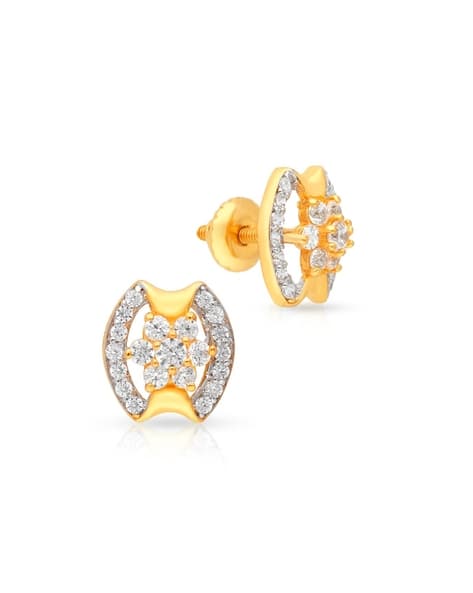 Yellow Gold Stone-Studded Earrings