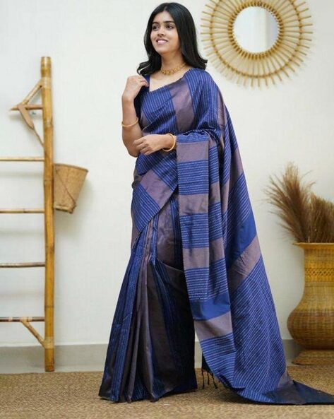 Buy Beautiful Soft Silk Cotton Silk Rich Pallu Navy Blue With Pink, Green, blouse Stitching Available Online in India - Etsy