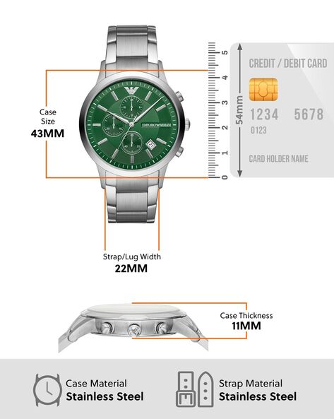 Chronograph Buy Steel Strap- Men AJIO Stainless Color LUXE ARMANI | Green EMPORIO with Watch | AR11507