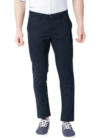 Buy Basics Ecru Mid Rise Comfort Fit Trousers for Men Online @ Tata CLiQ
