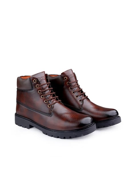 Ankle-Length Lace-up Boots - Main Image
