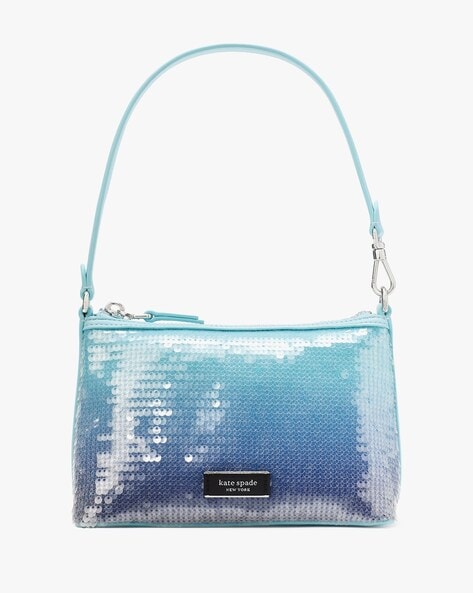 Kate Spade Glimmer Glitter Mixed Materials Festive Teal Pochette KE453  Handbag | eBay