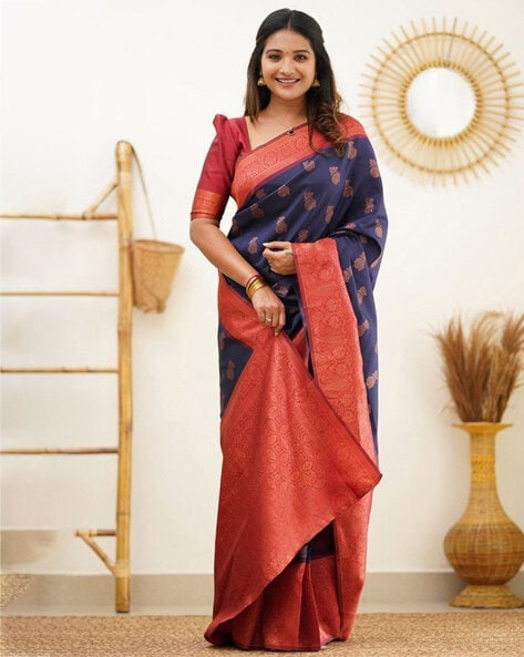 Navy Blue Silk Saree | Leemboodi