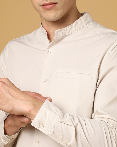 Calvin klein mandarin collar sales shirt