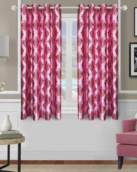 Homely By Romee Set of 2 Demask Patterned Window Curtains - 5ft