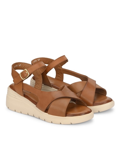 ShoeLand Alysa Womens Open Toe Ankle Strap Platform Wedge Sandals(OffWhite)