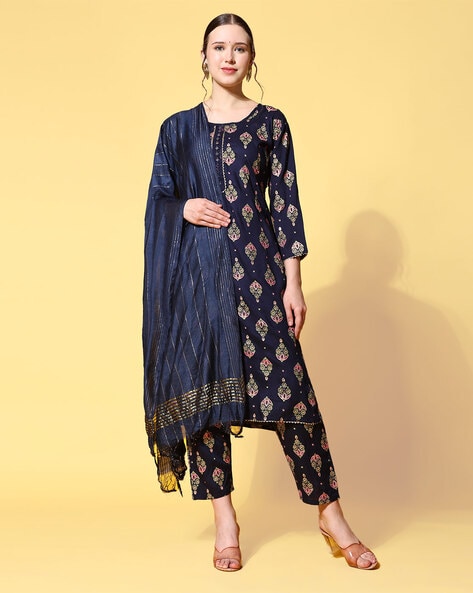 Floral Print Straight Kurta Set