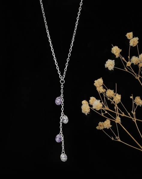 Buy Silver Drop Necklace, Y Silver Necklace, Y Necklaces for Women Silver,  Wedding Drop Necklace, Y Lariat Necklace Silver, Lariat Y Necklace Online  in India - Etsy