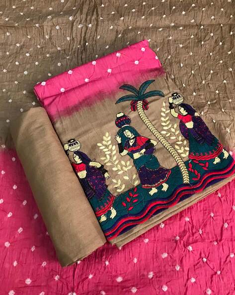Printed Unstitched Dress Material with Dupatta Set Price in India